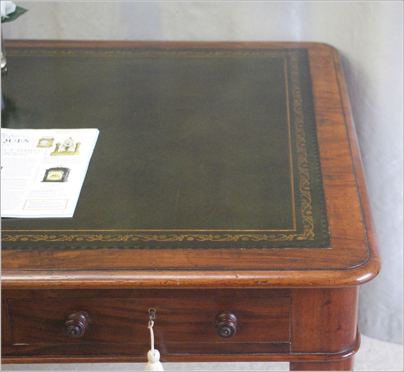 3050 Antique Victorian Mahogany Six Drawer Library Table (6)